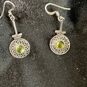 Sterling Silver and Peridot Drop Earrings